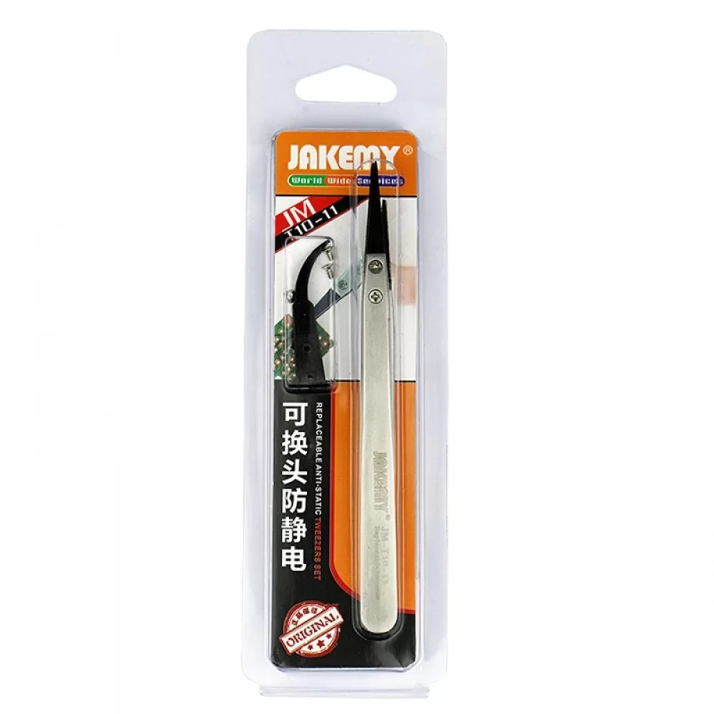 Picture of JAKEMY JM-T10-11 Replaceable Anti-Static Tweezers(Silver)